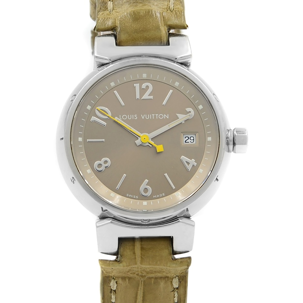 Tambour Steel Leather Bronze Dial Ladies Watch